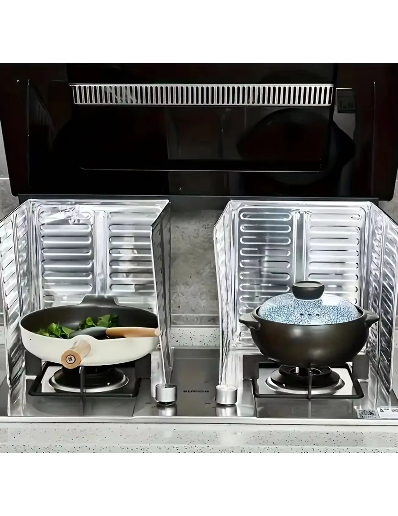 Commercial Kitchen Burner - แผ่นกั้นน้ำมันในครัว 3 ชิ้น, แผ่นกั้นน้ำมันเตา, แผ่นฉนวนอลูมิเนียมฟอยล์, แผ่นกั้นน้ำมัน,