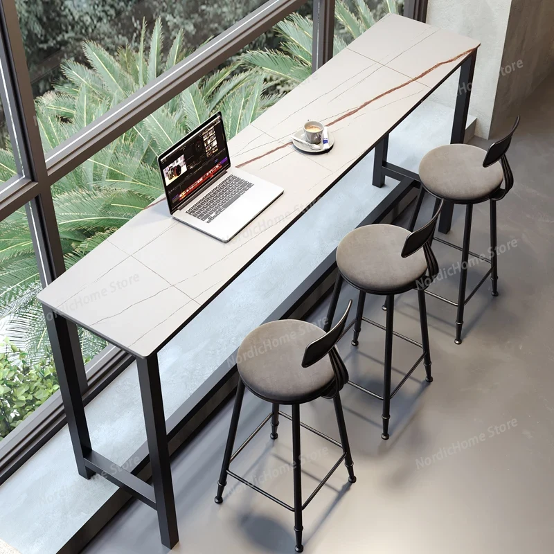 Commercial Kitchen Tile - โต๊ะบาร์ระเบียงสไตล์นอร์ดิก โต๊ะครัวแบบพิงผนัง โต๊ะบาร์ค็อกเทลทรงยาว เฟอร์นิเจอร์สำหรับดื่มนมและกาแฟ