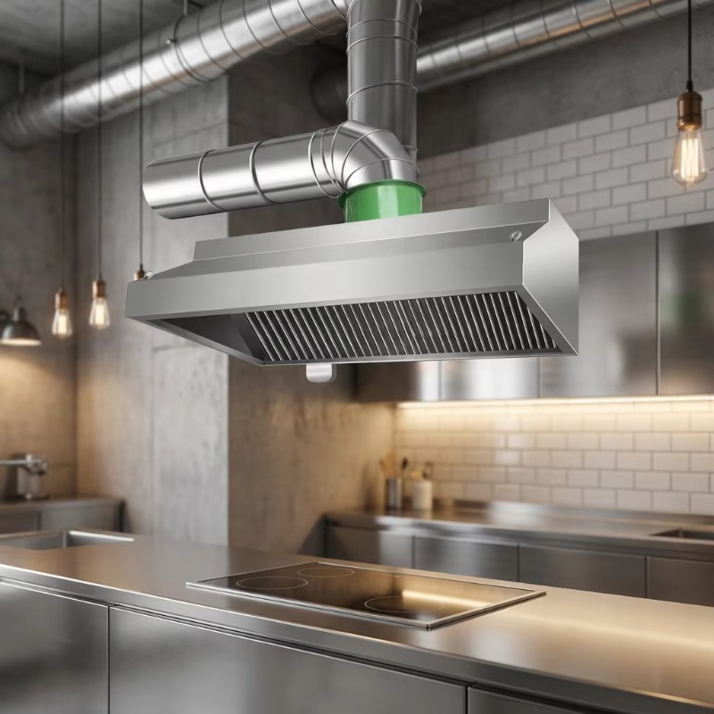 Commercial Kitchen - เครื่องดูดควันติดผนังสแตนเลสแบบปรับแต่งได้สำหรับครัวเชิงพาณิชย์ พร้อมมอเตอร์ 400 วัตต์ ปุ่มกด