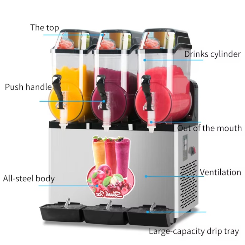 Slushy Machine - เครื่องทำน้ำแข็งปั่นอัตโนมัติสำหรับธุรกิจ, ความจุ 36 ลิตร, เครื่องทำมาร์การิต้าแกรนิต้า, เครื่องบดน้ำแข็งสำหรับเครื่องดื่มแช่แข็ง,